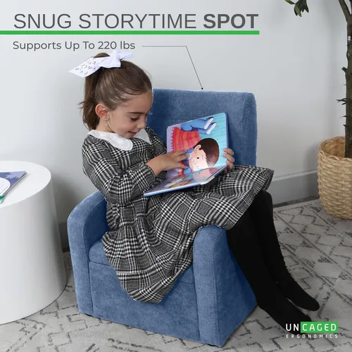 Vista 4 de Stash - Sofá para niños, tumbona para niños pequeños con almacenamiento, sillas plegables para niños o adultos de hasta 200 libras, mini otomano