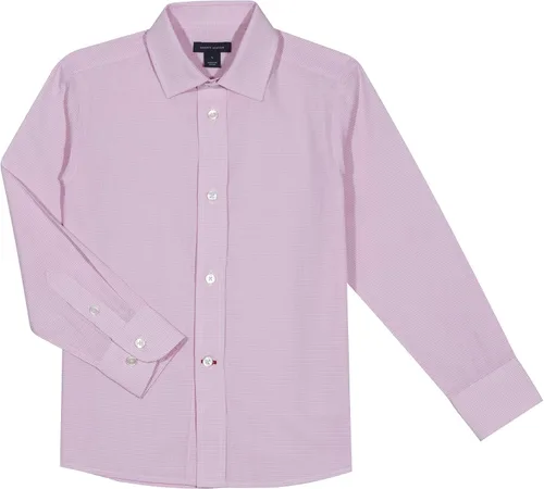 Vista 3 de Tommy Hilfiger Camisa de vestir de manga larga para niños cuello abotonado con mangas de puño guingán
