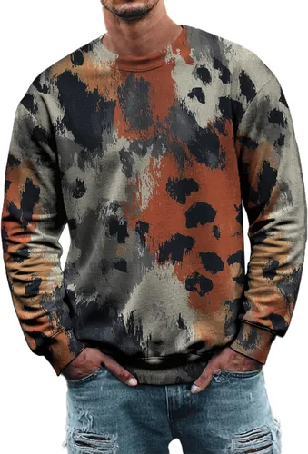 Vista 21 de MARSVOVO Sudadera para hombre 2025 para otoño e invierno, cuello redondo, básica, holgada, cómoda, cálida, moderna, casual, estampado, sin botones