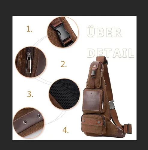 Vista 4 de Leathario Bolso bandolera de cuero para hombre, bolso de pecho de un hombro, bolso cruzado mochila para hombre, Einheitsgröße, Bolsos de hombro