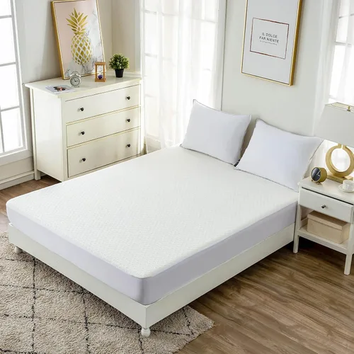 Vista 5 de Protector de Colchón de Bambú y Viscosa Kingnex para Cama Individual, Refrigerante, Impermeable, Transpirable, Silencioso, Ajustado, Funda de Colchón