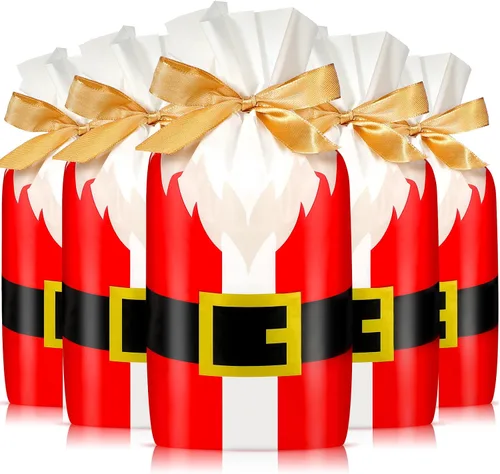 Vista 10 de Funrous Bolsas de Favor con Cordón de Navidad Bolsas de Plástico para Dulces y Golosinas de Navidad para Niños Cumpleaños Envoltorio de Aperitivos