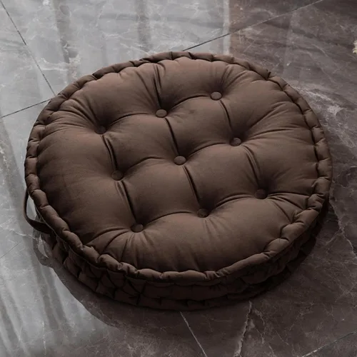 Vista 14 de MOJUN Almohada redonda de meditación, almohadas grandes para adultos, almohada redonda gruesa de terciopelo holandés con asa para yoga, sala de Azul