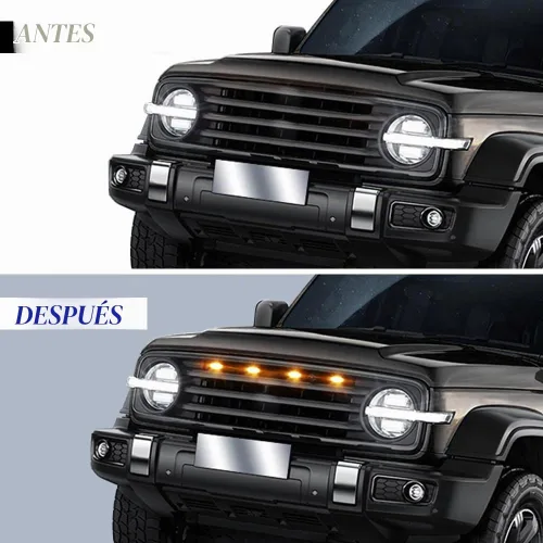 Vista 3 de 4 luces LED para parrilla, luces LED ámbar brillante para parrilla con arnés de cableado, lámparas de rejilla frontal impermeables, lámparas