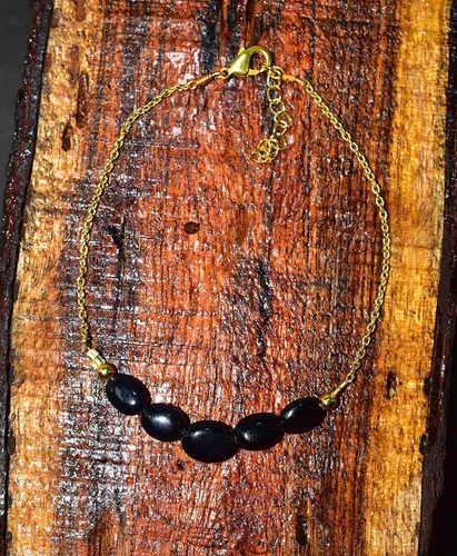 Vista 3 de Collar de cuentas de piedras preciosas oro