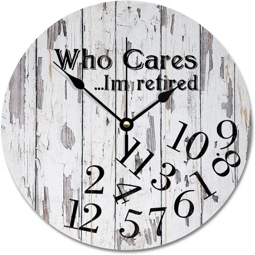 Vista 30 de Reloj de pared Whatever Modern Wood Clock de 10 pulgadas, silencioso, sin tictac, funciona con pilas, para sala de estar, dormitorio, cocina, A