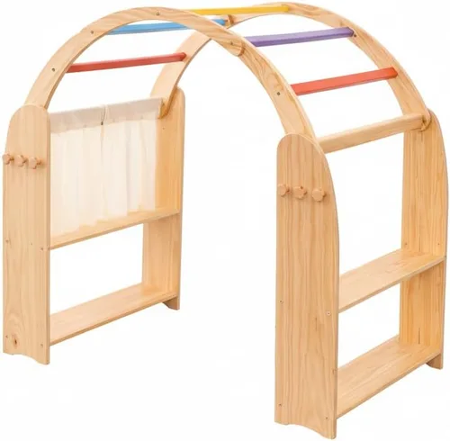 Vista 3 de Aurora Playstand 2026 Edition, cortinas, clips y ganchos incluidos Waldorf Imaginative Playarch Kids Playhouse, interior, tienda de campaña