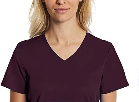 Vista 5 de Mock Wrap Scrub Top for Women 2 Pocket 4-Way Stretch for Medical Dental Spa EL9115