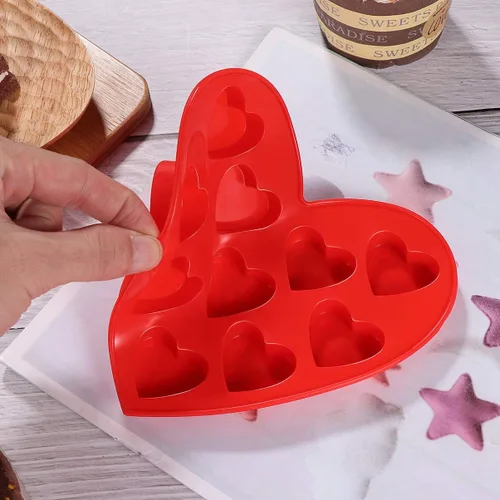 Vista 8 de Molde de silicona para tartas, molde para hacer dulces, molde de chocolate en forma de corazón, bandeja para cubitos de hielo, molde para hornear