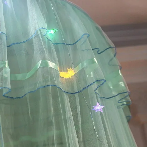 Vista 5 de Jolitac Dosel de Cama Mosquitera de Encaje para Camas de Niñas, Tienda de Juego de Princesa Única Toldos de Malla Cúpula Grande de Encaje Cortinas