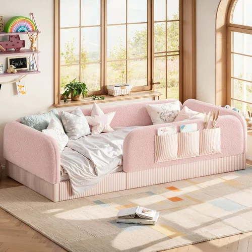 Vista 24 de Bellemave Twin Size Corduroy Upholstered Montessori Floor Bed Frame,Beige