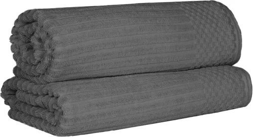 Vista 30 de Superior Juego de 6 toallas de algodón sólido y acanalado, toallas de cara de 13 x 13 pulgadas, toallas de mano de 16 x 28 pulgadas, toallas de baño