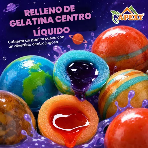 Vista 4 de Apexy Mixed Planets - Dulces Gomosos con Centro Líquido Afrutado Sin Grasa, Divertidos y Deliciosos Dulces Temáticos del Espacio Ideales
