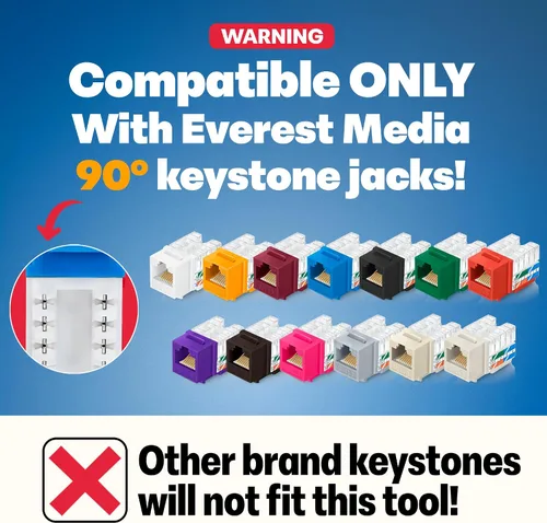 Vista 2 de Everest easyJACK - Herramienta Keystone de Terminación Rápida en Ángulo de 90° - Herramienta de Ponchado de Red que Ahorra Tiempo - Para Usar