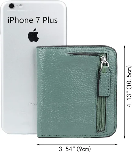 Vista 7 de YALUXE - Cartera de piel auténtica con bloqueo RFID para mujer, tamaño pequeño, compacto, con ventana de identificación, S
