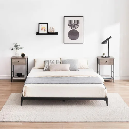Vista 7 de GAOMON Base de cama matrimonial baja de 6 pulgadas, plataforma de metal resistente, listones de acero resistente, no necesita somier, fácil montaje