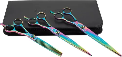 Vista 4 de Master Grooming Tools 5200 Rainbow Series Tijeras — Tijeras de alto rendimiento para perros de aseo – Adelgazantes, 6½ pulgadas