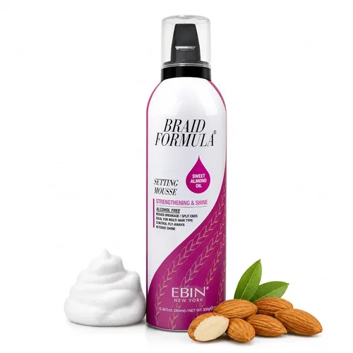Vista 13 de EBIN NEW YORK Braid Formula Setting Mousse Aceite de oliva – Espuma de trenza ligera para trenzas, giros y mechones, para hombres y mujeres