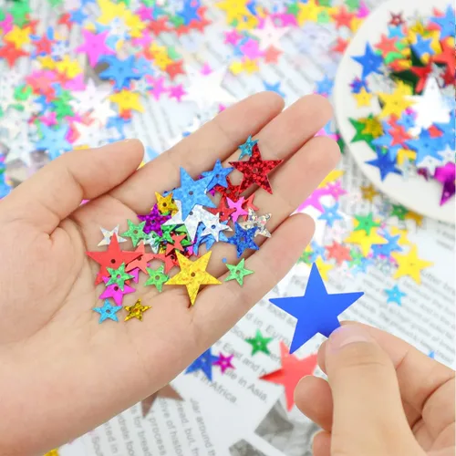 Vista 5 de Lentejuelas y lentejuelas de estrella de 0.31 pulgadas, 0.31 pulgadas, 0.31 pulgadas, suministros de manualidades para bricolaje, cuentas
