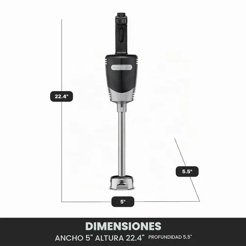 Vista 5 de Waring (WSB40) Licuadora de inmersión Quik Stik Plus de servicio mediano de 10 pulgadas, negro/plata