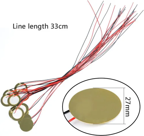 Vista 2 de TIMESETL 15pcs Piezo Pickup 1.063 in Piezo Amplificadores Discos con 13" Cables para Guitarra Acústica Tambor