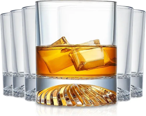 Vista 7 de KITNATS Vasos de Whisky Old Fashioned de Cristal Soplado a Mano, Vasos Rocks, Vasos para Beber Cóctel, Bourbon, Scotch, Ron, Vodka, Licor 12 OZ