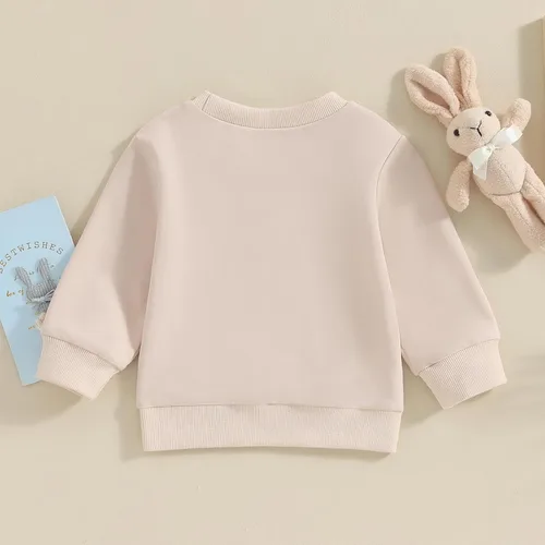 Vista 4 de Sudadera de manga larga con bordado de letras de corazón para el día de San Valentín para bebé y niña, ropa de otoño