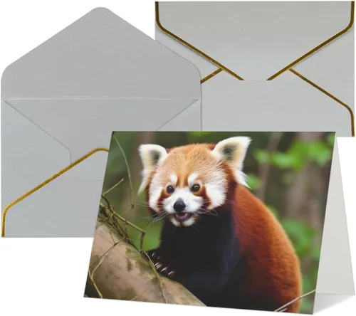 Vista 12 de Tarjetas de felicitación con sobres, tarjeta de felicitación con sobres, tarjeta de felicitación de Little Panda rojo en blanco para todas