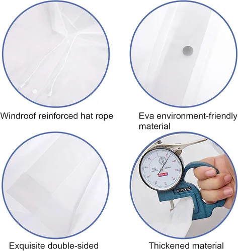 Vista 3 de Chubasqueros EVA impermeables para adultos con capucha reutilizable larga capa de lluvia