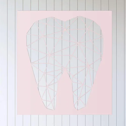 Vista 5 de The Geeky Days Pegatinas de pared con espejo acrílico en forma de diente para el cuidado dental, clínica dental, estomatología, arte de pared 3D