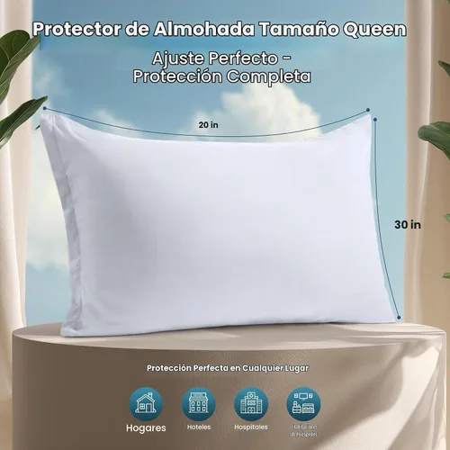 Vista 2 de Utopia Bedding - Juego de 2 protectores de almohada tamaño Queen, con cierre de cremallera, tela de microfibra cepillada suave, protectores de Blanco