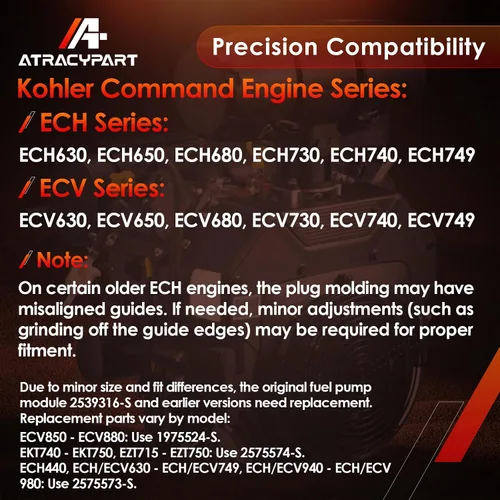 Vista 2 de Módulo de bomba de combustible con filtro de combustible y cable, compatible con motor Kohler EFI Command ECH/ECV 630 650 680 730 740 749, kit