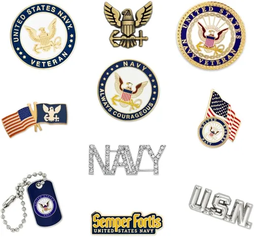 Vista 23 de PinMart Pin de solapa con licencia oficial de la Marina de los Estados Unidos – Pin de emblema militar de la Marina de los Estados Unidos – Broche