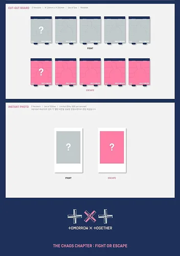 Vista 4 de TXT - The Chaos Chapter [Fight ver.] (2do álbum) Álbum+Pegatinas decorativas de Culturekorean, tarjetas fotográficas