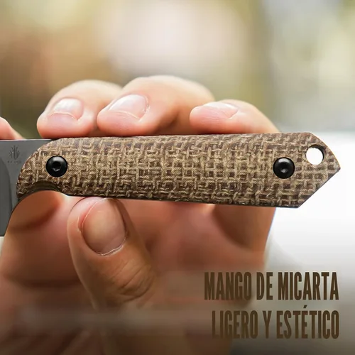 Vista 3 de Kizer Mini Harpoon Cuchillo de hoja fija con funda, cuchillo de caza de hoja de 3 V con mango de micarta, cuchillos pequeños EDC de hoja fija