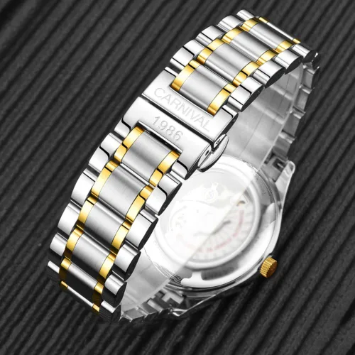 Vista 4 de Carnaval mecánico pareja de relojes hombres y mujeres masculino o femenino Set de regalo de 2, Negro dorado