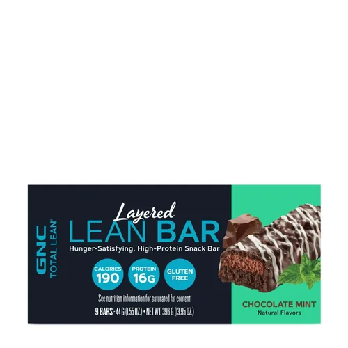 Vista 4 de GNC Total Lean - Barra magra en capas, chocolate y menta, 9 barras Delivers 16g of High Quality Protein to Satisfy Hunger Between Meals as a Sweet