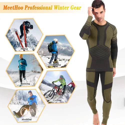 Vista 3 de MeetHoo Conjunto de ropa interior térmica para hombre, ropa de invierno para hombre, capa base de capa base larga