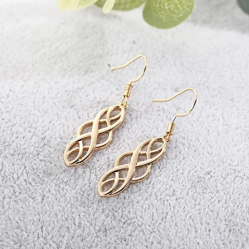 Vista 4 de Fashion Palace Hollow Carved Helix Knot Assorted Dangle Twist Wave Filigree Teardrop Heart Peach Linear Earrings for Women Girls Teen Trendy Jewelry