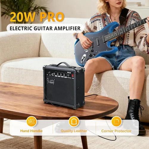 Vista 6 de GLARRY Guitarra eléctrica de tamaño completo para principiantes amantes de la música con amplificador de 20 W y paquete de accesorios para guitarra