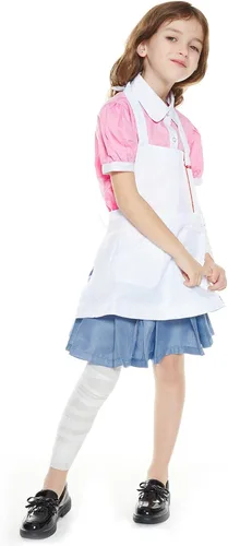 Vista 5 de Mikan Tsumiki - Disfraz de cosplay para Halloween desesperación camisa de sirvienta uniforme con delantal