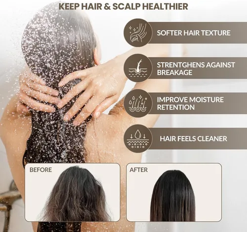 Vista 7 de Cabezal de ducha filtrado: filtro de ducha de alta presión para agua dura, mejora la salud del cabello y la piel, minimiza la pérdida de cabello