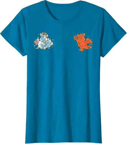Vista 114 de Camiseta de gato ángel y diablo sentado en tu hombro Nerd Kitten, Negro