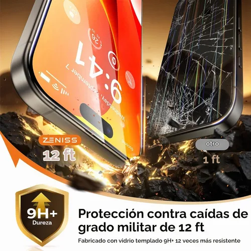 Vista 2 de NeverBreak Dureza 9H+ para iPhone 15 Pro Protector de Pantalla 12FT Protección de Grado Militar (Resistencia a Arañazos, Rompimiento, Caídas) 15 Pro