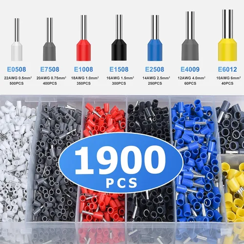 Vista 5 de Kit de herramientas de crimpado de ferrules Preciva con 1900 piezas de conectores de alambre, kit de crimpado de terminales de alambre de trinquete