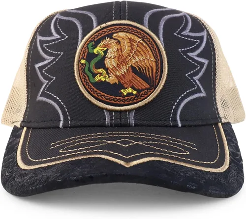 Vista 2 de Trendy Apparel Shop Gorra de béisbol bordada de malla de camionero 3D México Eagle