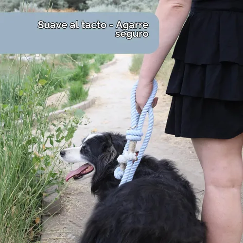 Vista 2 de Puppysentials Correa de perro de cuerda de algodón trenzada de 5 pies para Azul claro