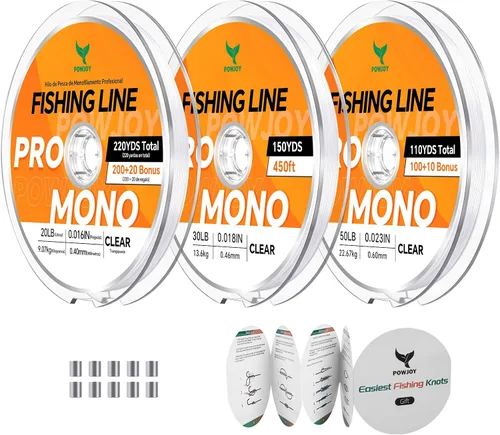 Vista 24 de Monofilament Fishing Line, Invisible Nylon Wire, Knot Guide Cards Transparente