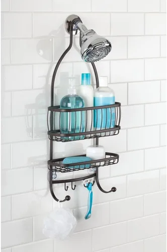 Vista 2 de iDesign 61971 York Lyra - Organizador colgante para ducha, 10 x 4 x 22 pulgadas, bronce