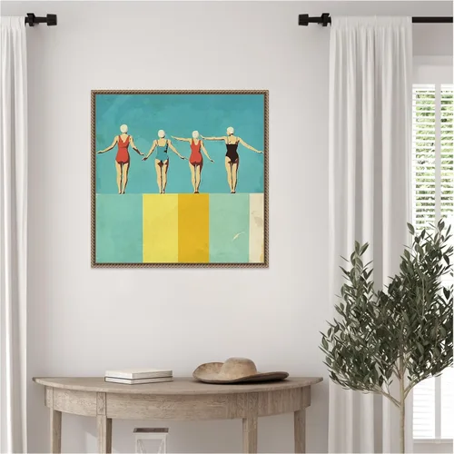 Vista 6 de Amanti Art Layla Oz - Lienzo enmarcado para pared, 22 x 22 pulgadas, diseño de cuatro figuras en la piscina, lienzo enmarcado para pared, obras